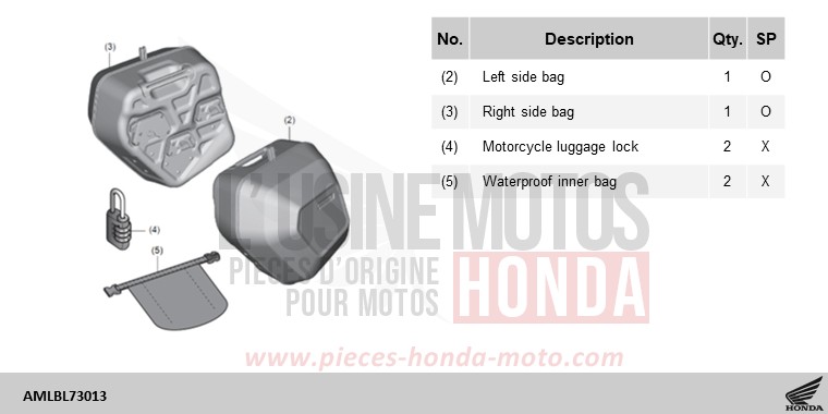 SIDE BAG de Hornet 750 PEARL GLARE WHITE (NHB53) 2023